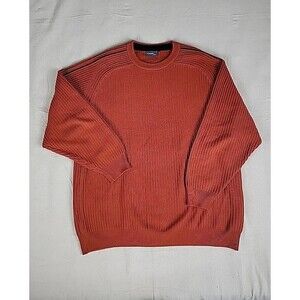 Maselli Mens XL Sweater Pullover Orange Wool Blend Knit Casual Austria Logo EUC‎